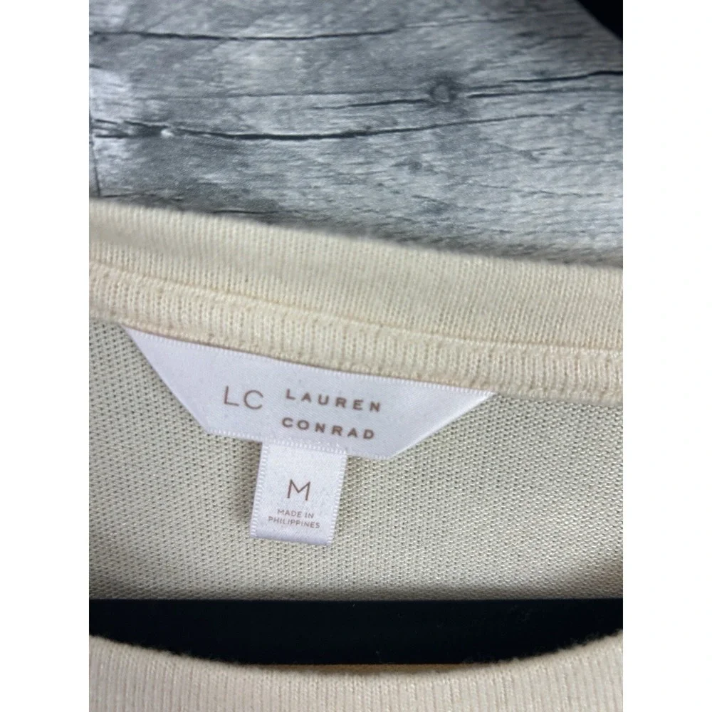LC Lauren Conrad Women's Medium Light Long Sleeve Cream Sweater